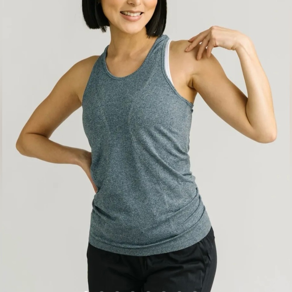 ZYIA Blue Copper Charged Workout Tank.